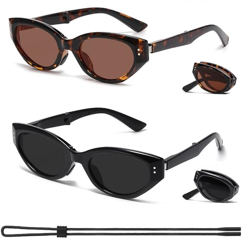 Soulkawa Trendige Katzenaugen-Sonnenbrille für Damen, oval, polarisiert, UV400-Schutz, Cateye-Sonnenbrille, Grau/Braun, Erwachsene, Grau/Braun, Adult