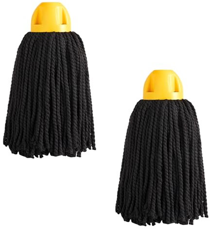 MAYA Fregona MAX Pro. Limpieza Eficiente y Duradera para Superficies Lisas. 100 % Microfibra. Extra Absorbente y Escurrefacil. Rosca Universal. Pack de 2 Fregonas (Casquillo Amarillo)