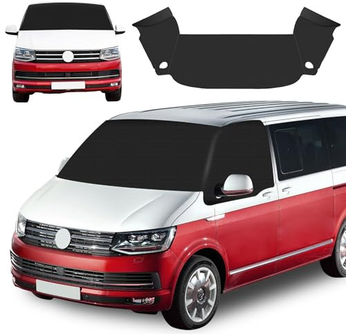 comeder Frontscheibenabdeckung für VW Transporter T6, Auto Windschutzscheiben Abdeckung für VW T6, 600D Oxford Wasserdicht Frontscheibe Sonnenschutz Anti Frost Ice Staub Wrap Cover (600D-VW T6)
