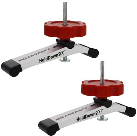 Milescraft 4036 Hold Down 200 T-Schienen-Halteklemme, 2 Stück, 13,8 cm L x 3,8 cm B, eloxiert, robuste T-Schienenklemmen für Holzbearbeitung