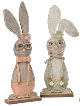 formano Geschenke und Dekoration zu Ostern- Osterhasen,Hase mit Brille 2 Stück im Set 12x32cm aus Filz mit Textil-Elementen verziert