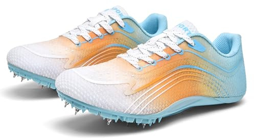 Zapatillas de atletismo con clavos Sprint, amortiguación con placa de carbono, 7 clavos, malla, transpirables, antideslizantes, ligeras, unisex, para mujer, hombre, atletismo, carreras, 35-44 EU
