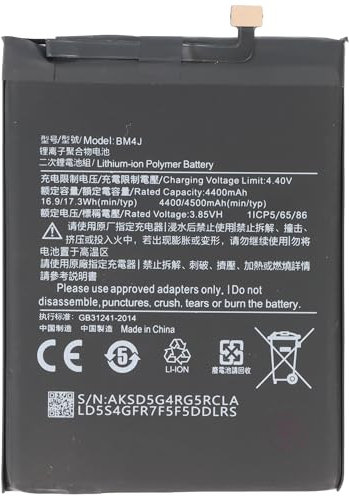 Batterie Li-polymère compatible avec Xiaomi Redmi Note 8 Pro, 3,85 V, 4500 mAh, 17,3 Wh, sans outils