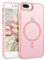 DUEDUE Cover Magnetica per iPhone 7 Plus, iPhone 8 Plus Cover[Compatibile con MagSafe], Custodia Opaca per iPhone 7/8/Plus Case con Pulsante metallico Ultra-Sottile TPU Silicone Anti-Scivolo, Rosa