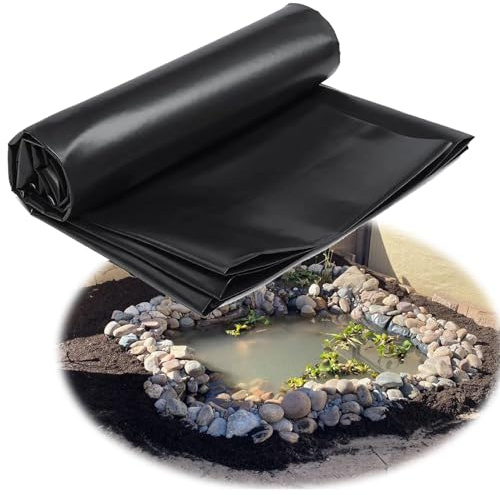 Dtyubfg Bâche D'étang Jardin Noir Bâche pour Bassin Exterieur 4X15m 6X12m 10X16m 14X14m imperméable Revêtement pour Bassin pour Bassin Koi, Cascades d'eau, Baies