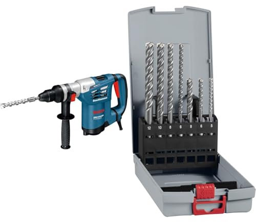 Bosch Professional GBH 4-32 DFR Corded 110 V Rotary Hammer Drill with SDS Plus + 7X PRO SDS plus-5X Hammer Drill Bit Set (for Concrete, Lime and Sand Bricks, Ø 5-12 mm)