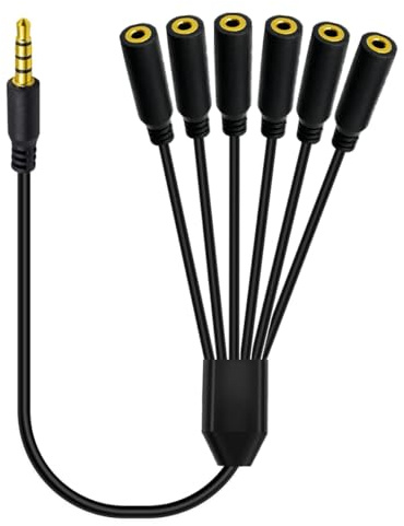 HUHANGGod Cable de audio de 3,5 mm para auriculares en Y, 4 polos de 1 a 3 vías de 3,5 mm (1/8) TRRS AUX estéreo Jack 1 macho a 3 hembras cable adaptador para auriculares, auriculares, ordenador