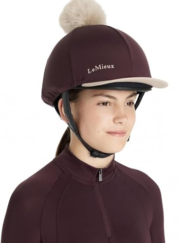 LeMieux Classique Pom Hat Silk - Detachable Faux Fur Pom Pom - Four Way Stretch To Fit Most Equestrian Riding Helmets