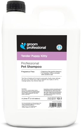 Groom Professional Tender Puppy Kitty Shampoo 4L Mildes Duftfreies Welpen- und Kitten-Shampoo Für Sensible Haut – Schonende Reinigung Mit Leichter Schaumbildung und 10:1 Verdünnung
