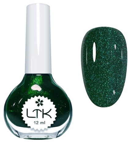 Emerald Nail Polish Quick Dry - Green Glitter Nail Polish - Christmas Shimmer Green Holographic Nail Varnish - Glossy Long Lasting Breathable Nail Varnish - No Need Cure for Nail Art Manicure DIY