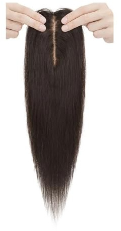 Hair Toppers For Women Real Human Hair For Thinning, 2”x6”Silk Base, Clip-in Volume Enhancer, Natural-Looking, No Glue, Breathable Womans Hair Topper(16 inch,Natural Black)