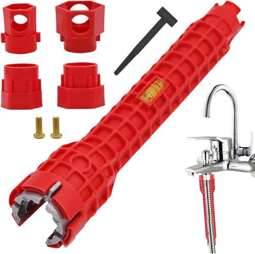 OENBATOM 14 in 1 Faucet Wrench Tool, Multi-Functional Tap Spanner with Anti-Slip & Comfortable Grip, Plumbing Tool for Tight Spaces in Sink, Bathroom, Kitchen, Plumbing Repair