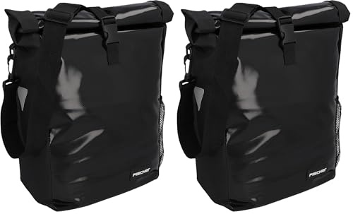 Fischer Fahrrad Gepäckträgertasche Kurier, Fahrradtasche, Umhängetasche, Reflektor, 18 Liter, wasserabweisend, schwarz