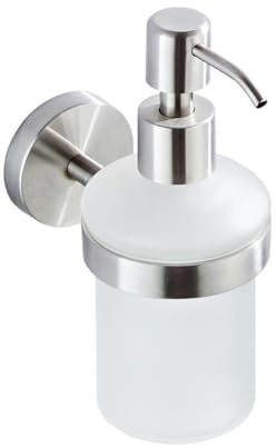 Ludom Wall-Mounted Soap Dispenser, Soap Dispenser Glass, Stainless Steel and Matte Glass, for Kitchen and Bathroom
