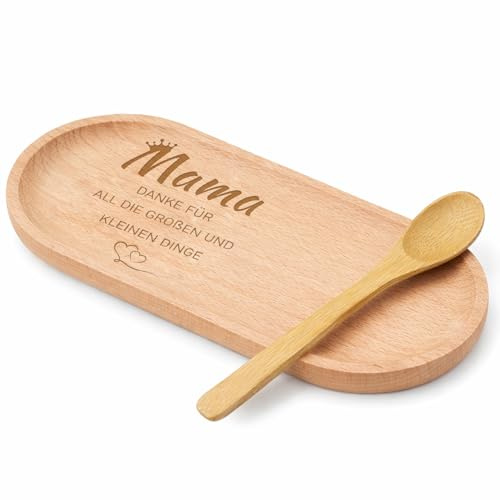 Holztablett mit Gravur für Mama, Dekotablett aus Holz | Geschenke für Mama zum Geburtstag, Muttertag oder Weihnachten