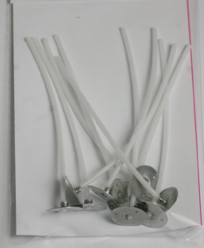 Efco Flachdocht gewachst mit Halter, Baumwolle, Weiß, 3 x 10 x 80 mm, 10 Stück