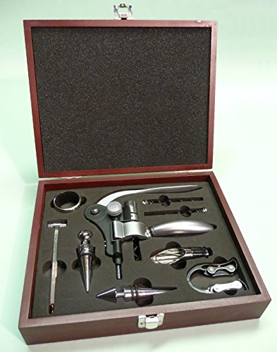 10-teiliges SOMMELIER LUXUS Wein-Set + Holzkiste in TOP QUALITÄT