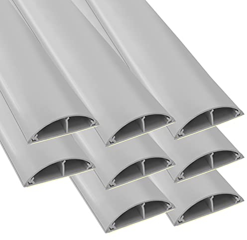 ARLI Kabelkanal Fussboden Kabelbrücke TV Wand 8X 1m halbrund selbstklebend 50 x 12 mm grau Boden Fußboden halbrund rund (8 Stück mit 1 m)