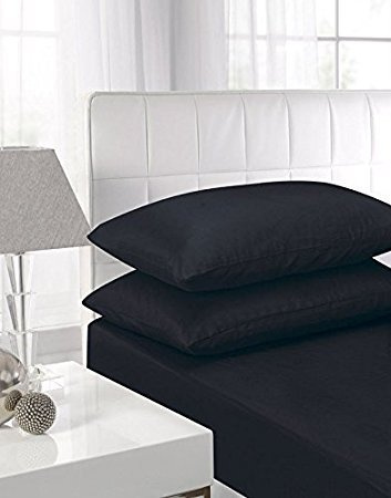 100% Egyptian Cotton Pillowcase pair House Wife Pillowcase pair 2 pack (Black, Pillowcase Pair)