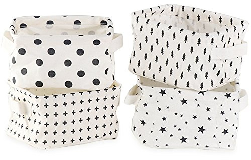 ZhengYue Storage Box Fabric Storage Baskets Cubes Linen and Cotton Organizer Water-Proof Fabric Storage Basket Organizer with 2 Hands on Both Side 4 Packs