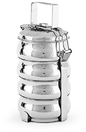 Royal Shappire Royal Sapphire Stainless Steel Belly Tiffin Food Carrier, Tiffin Lunch Box With 4 Container, 25 Cm