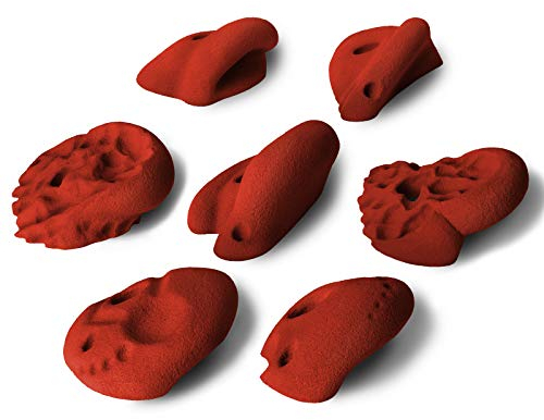 ALPIDEX 7 Klettergriffe XL | Henkelgriffe | Extra Große Griffe | Hinterschneidungen | Verschiedene Formen Farben | Klettersteine - Rot