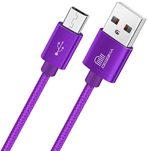 TheMax Micro USB Cable [6.5ft/2m] Nylon Braided Android Charger Fast USB Charging Cable Compatible with Samsung Galaxy J3/J5/J7/S7/S5/, Kindle, Nexus, Nokia,Huawei, HTC, LG and More (6.5ft/2m, Purple)