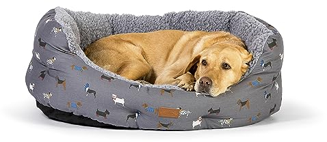FatFace Hundebett, marschierende Hunde, superweich, nachhaltig, 76,2 cm, Grau