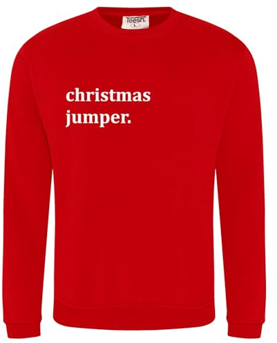 Teesh Clothing Men's Christmas Jumper | Ironic Design (UK, Alpha, L, Regular, Regular, Red)