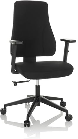 hjh OFFICE 810015 Profi Bürostuhl Mathes Stoff Schwarz Drehstuhl ergonomisch, Rückenlehne & Armlehnen höhenverstellbar