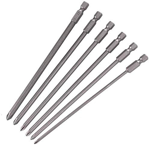 Bestgle 6Pcs 150mm 1/4 Inch Hex Shank Magnetic Long Phillips Cross Screw Head Screwdriver Bits Set
