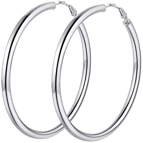 PROSTEEL 80mm große Runde Ohrringe für Damen Mädchen Edelstahl 5mm dicke Creolen Hoop Ohrringe trendige Kreolen Schmuck Accessoire