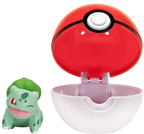 Pokémon Pokemon Clip and Go Pokeball & Pokemon Figur Bulbasaur Bisasam – 5 cm Figuren - Neue 2023 - Offiziell Lizenziert Pokemon Spielzeug