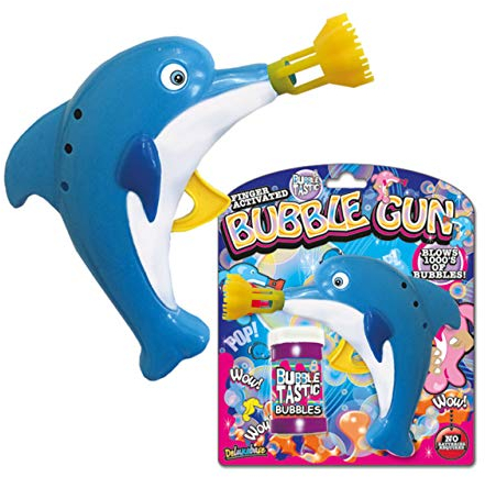 Bubble Gun - Delphin von Deluxebase. Kinder-Tier-Seifenblasen-Spielzeug. Lustiges Seifenblasen Spielzeug, das Stunden Spaß durch Reibungskraft Macht