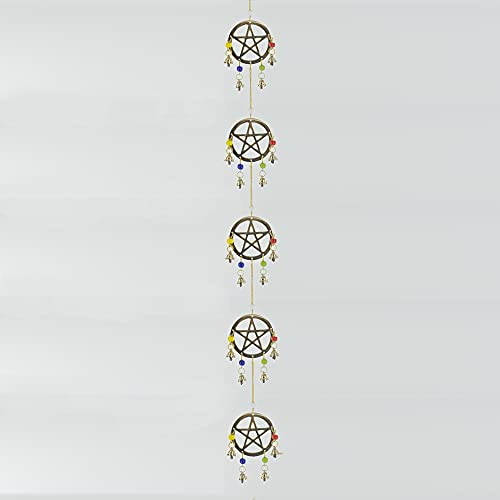 Pentagramm Messing Windspiel Hexe Home Decor Garten Hängende Glocken Ornament Sonnenfänger Magic Wicca Celtic Alternative Outdoor H 76 cm
