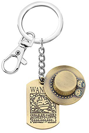 FAADBUK Bronze Straw Hat Necklace & Keychain Cosplay Fans Gift (Luffy Smiling Face Hat K-S)