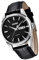 SKMEI Armbanduhr für Herren, Business-Kleid, klassisch, modisch, leger, schwarzes Leder, Quarz, analog, wasserdicht, Kalender, Datumsanzeige, silberfarbenes Gehäuse, schwarzes Zifferblatt