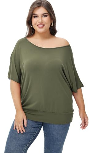 Van Der Rich ® - Oversize T-Shirt mit Fledermausärme - Damen(Khaki, XXL)
