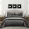 Boqingzhu Satin Bettwäsche 135x200cm 4Teilig Grau Dunkelgrau Anthrazit Uni Einfarbig Glatt Glänzend Luxus Seide Bettwäsche Set Bettbezug mit Reißverschluss und 2 Kissenbezüge 80x80cm