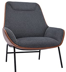Miliboo Sessel Design Braun mit Stoff in Velours-Optik, Dunkelgrau