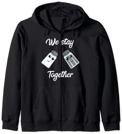 We Stay Together Salt Pepper Glass Shaker Couples Costume Zip Hoodie
