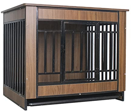JYCCH Hundekäfig-Möbel aus Holz, robuster Hundekäfig-Beistelltisch für den Innenbereich mit abnehmbarem Boden, Hundehaus mit Rädern für kleine, mittelgroße und große Hunde,A,64 * 50 * 60