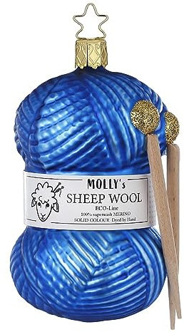 Inge-glas - Christbaumschmuck, Weihnachtsbaumschmuck - Strickfreude Blau - Glas - Höhe 11 cm