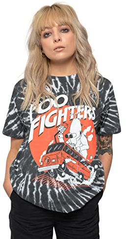 Foo Fighters T Shirt Speeding Bus Band Logo Nue offiziell Unisex Schwarz Dye L