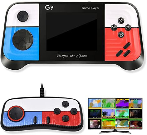OSDUE Console de Jeu Portable, Console Portable Retro de Jeux d'Arcade, avec 666 Jeux Classiques, Batterie Rechargeable 1200 mAh, Peut Etre Connecté à Une TV, Supporte Deux Joueurs, Bleu Rouge