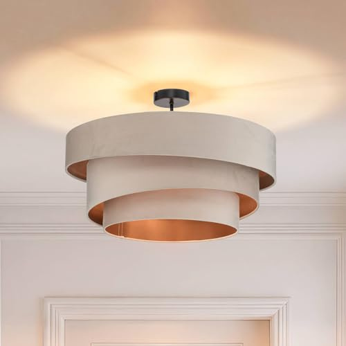 Lindby Deckenlampe Jusari (Modern) in Creme aus Textil (3 flammig, E27) - Deckenleuchte Lampe Wohnzimmerleuchte