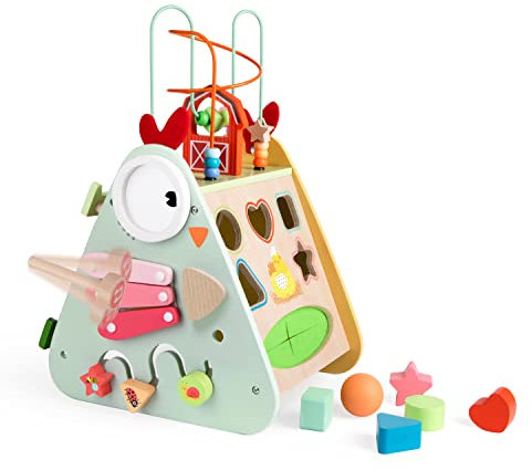 Classic World Motorikwürfel Huhn | Holzspielzeug | für Jungen und Mädchen ab 18 Monate | Hand-Augen-Koordination | Feinmotorik | Lernspielzeug