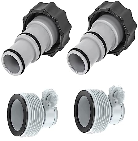 Taicols 4 adaptadores de piscina, adaptadores A y tipo B para piscina Intex, adaptadores de manguera intercambiables, cuello roscado de 1,5 y 1,25 pulgadas, adaptador de manguera para kits de piscina,