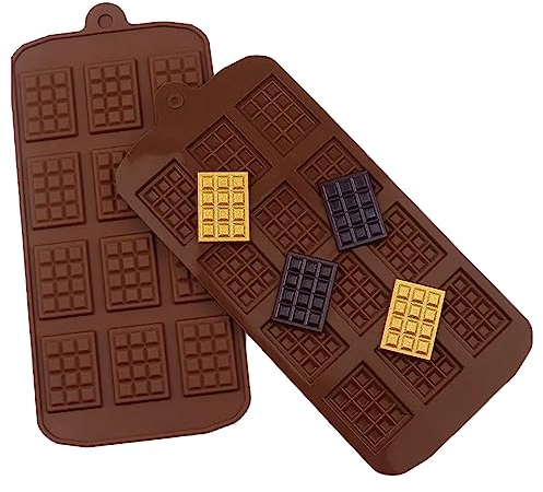 Chocolate Silicone Mold | Non-Stick | Mini Chocolate Bar Molds for Kitchen Silicone Baking Cupcake Candies Cakes | Cake Mold Reusable Non-Stick Mini Silicone Moulds (2 Pack)