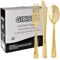 120 Pack Gold Plastic Cutlery Set, Including 40 Forks, 40 Knives, 40 Spoons, Reusable Heavy Duty Plastic Silverware Set for Weddings, Birthday, Parties, Dinners